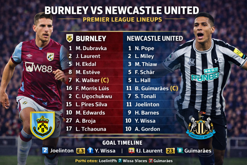 burnley f.c. vs newcastle united f.c. lineups