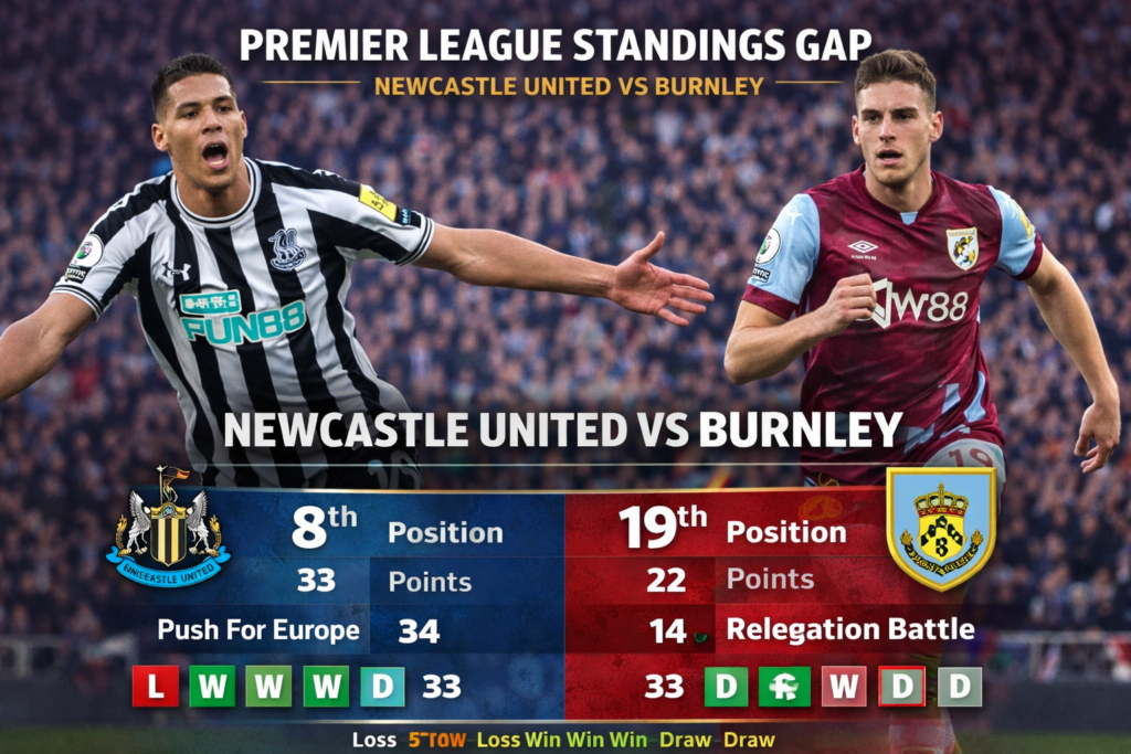 newcastle united f.c. vs burnley f.c. standings